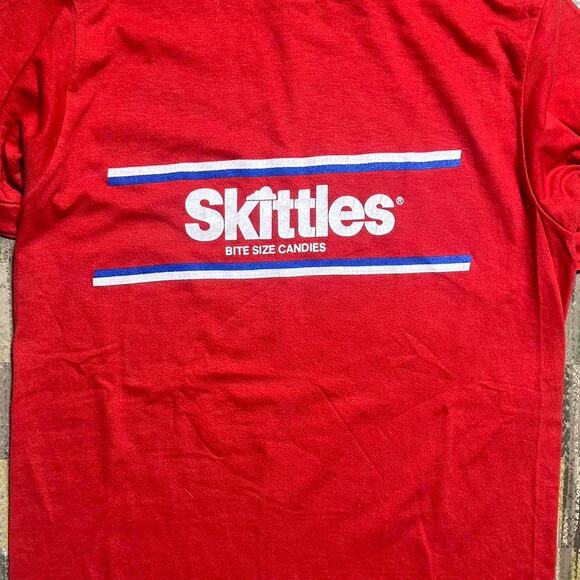 Vintage 90s Single Stitch Skittles Promo Tee Mens Medium Red Blue Candy Shirt - Picture 3 of 4